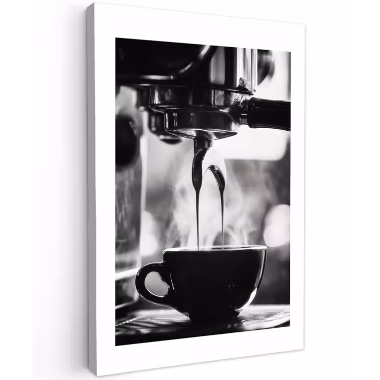 Coffee - Espresso - Koffiemachine - Kop Tuinposter op houten frame 2 cm dik klein -3d
