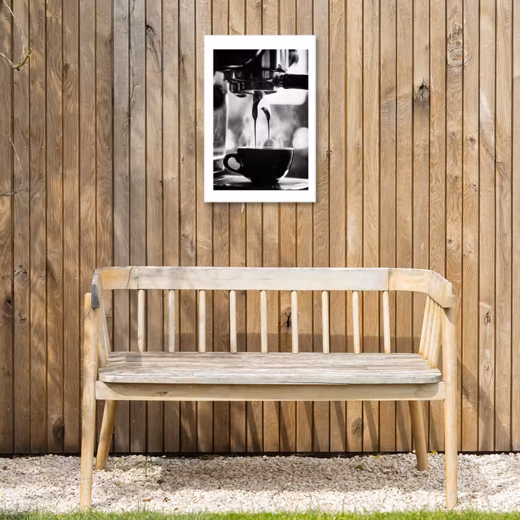Coffee - Espresso - Koffiemachine - Kop Tuinposter op houten frame 2 cm dik klein -sfeer4