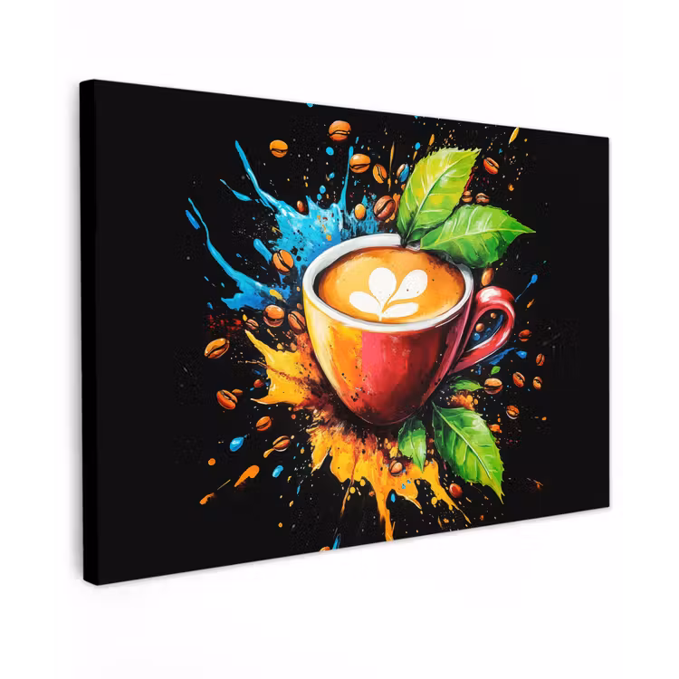 Koffie - Graffiti - Drinken - Abstract Tuinposter op houten frame 2 cm dik klein -3d