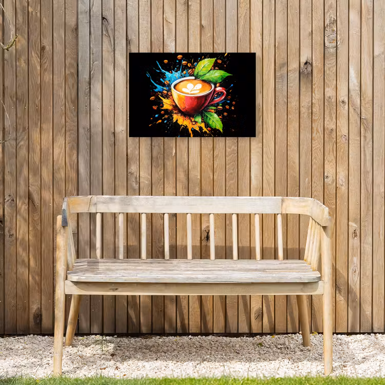 Koffie - Graffiti - Drinken - Abstract Tuinposter op houten frame 2 cm dik klein -sfeer4