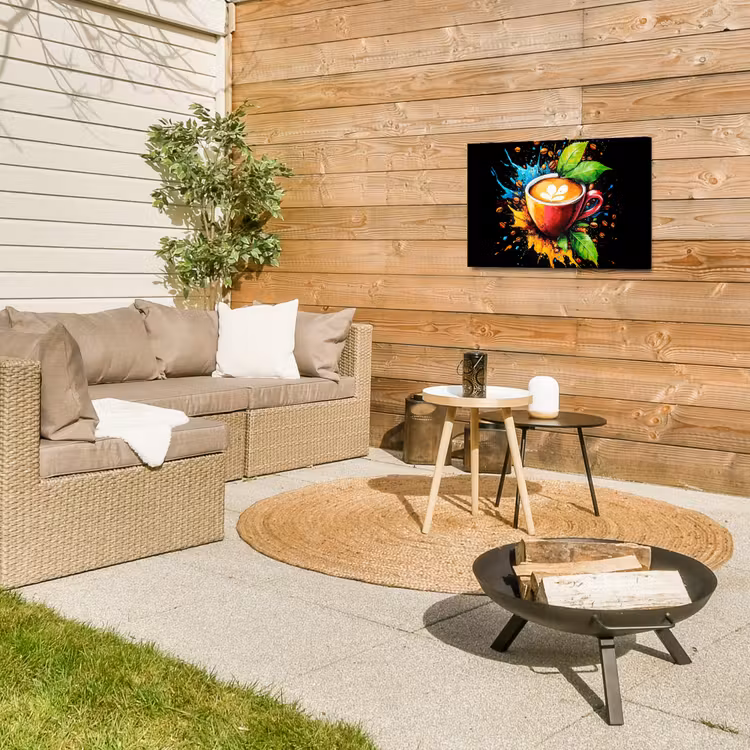 Koffie - Graffiti - Drinken - Abstract Tuinposter op houten frame 2 cm dik klein -sfeer2