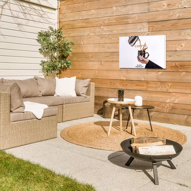 Koffie - Mok - Kan - Therapie Tuinposter op houten frame 2 cm dik klein -sfeer2