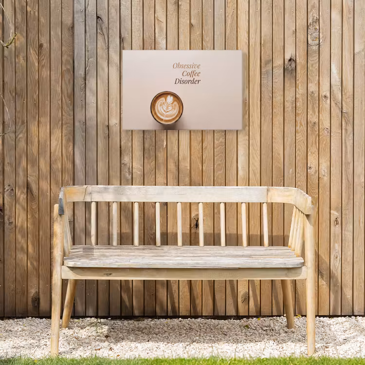 Koffie - Obessive Coffee Disorder - Beige Tuinposter op houten frame 2 cm dik klein -sfeer4