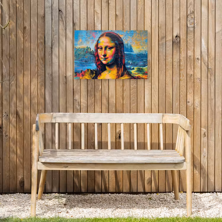 Kleurrijke Mona Lisa Tuinposter op houten frame 2 cm dik klein -sfeer4