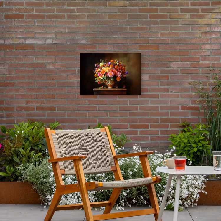 Kleuren - Boeket - Vaas - Hout Tuinposter op houten frame 2 cm dik klein -sfeer3