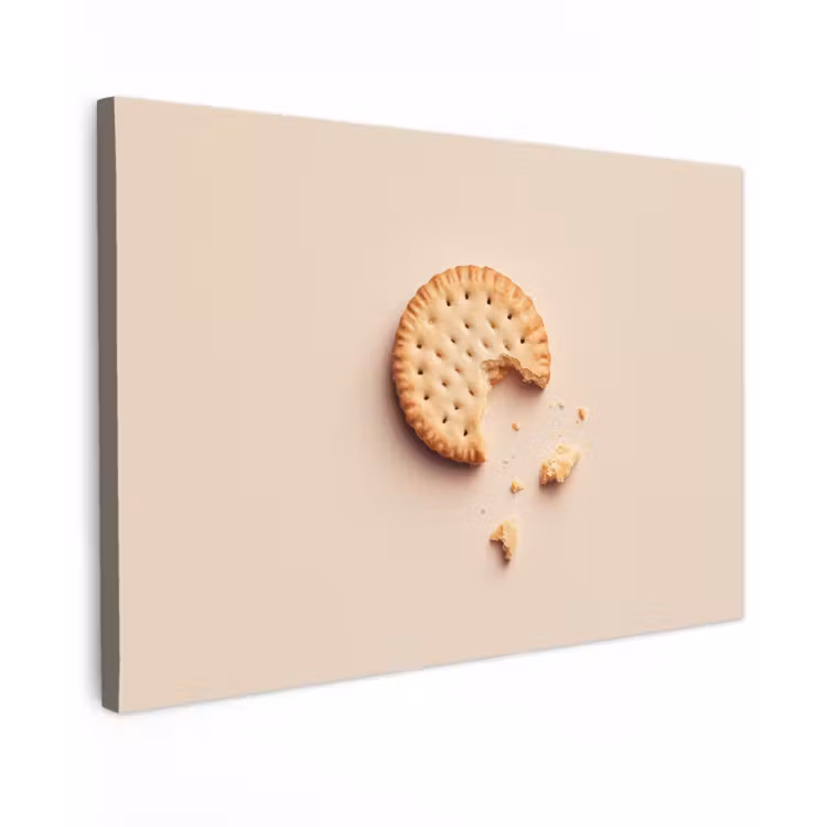 Koekje - Kruimels - beige Tuinposter op houten frame 2 cm dik klein -3d