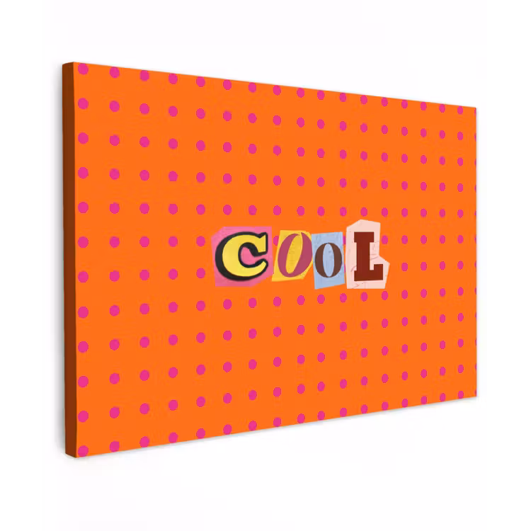 Cool - Stippen - Oranje Tuinposter op houten frame 2 cm dik klein -3d