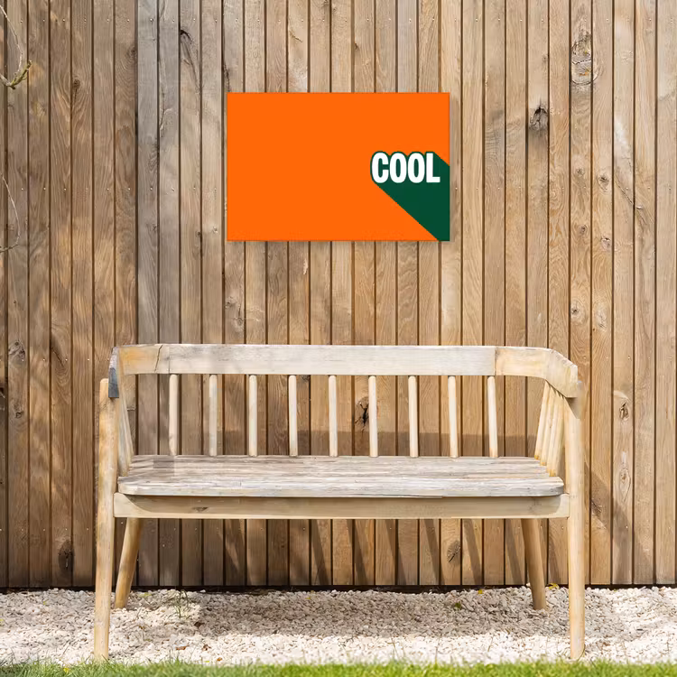 Cool - Oranje - Groen Tuinposter op houten frame 2 cm dik klein -sfeer4