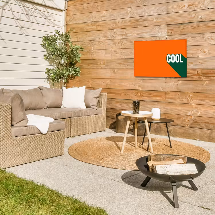 Cool - Oranje - Groen Tuinposter op houten frame 2 cm dik klein -sfeer2