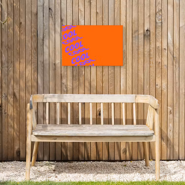Cool - Paars - Oranje Tuinposter op houten frame 2 cm dik klein -sfeer4
