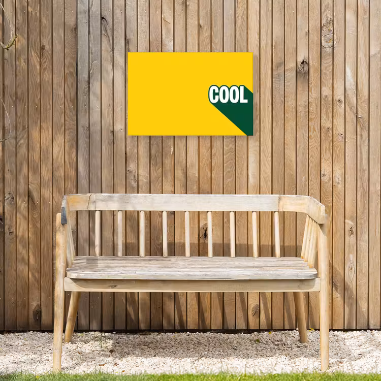 Cool - Geel - Groen Tuinposter op houten frame 2 cm dik klein -sfeer4