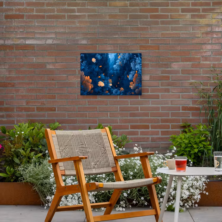 Koraalrif - Vissen - Oceaan - Blauw Tuinposter op houten frame 2 cm dik klein -sfeer3