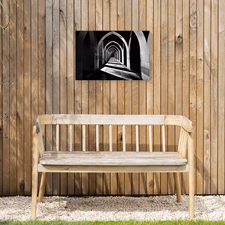 Gang - Bogen - Schaduw - Diepte Tuinposter op houten frame 2 cm dik klein -sfeer4