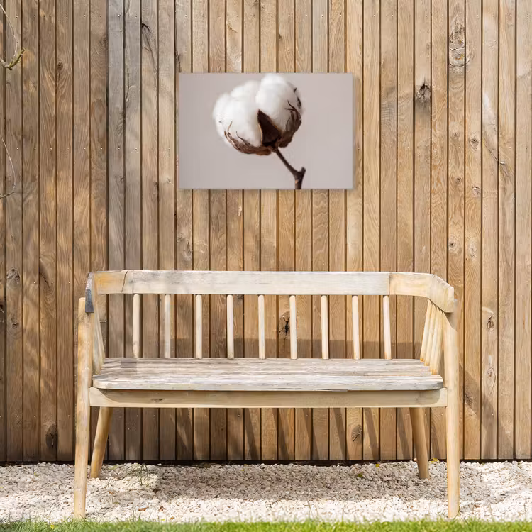 Katoenbol - Minimalistisch - Wit Tuinposter op houten frame 2 cm dik klein -sfeer4