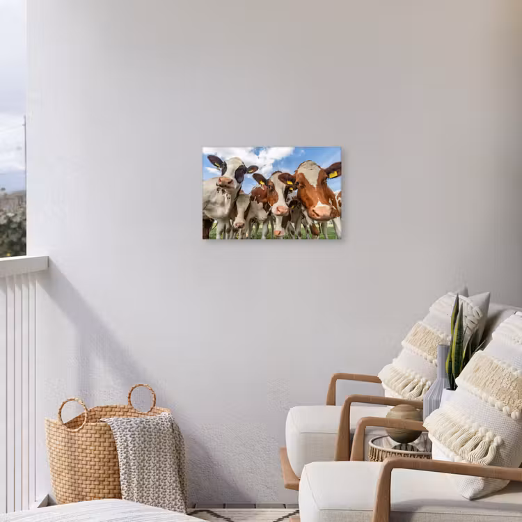 Koeien - Dieren - Weiland - Natuur Tuinposter op houten frame 2 cm dik klein -sfeer1