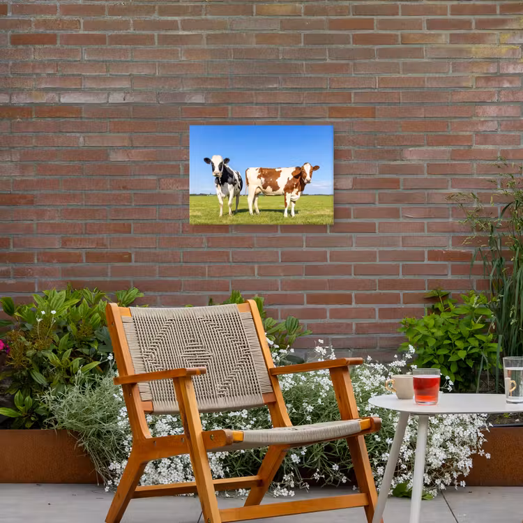 Koeien - Boerderij - Gras- Natuur - Dieren Tuinposter op houten frame 2 cm dik klein -sfeer3