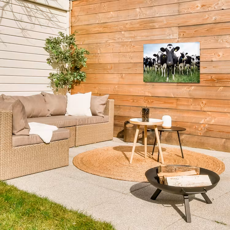 Koeien - Gras - Lente - Dieren - Weiland - Boerderij Tuinposter op houten frame 2 cm dik klein -sfeer2