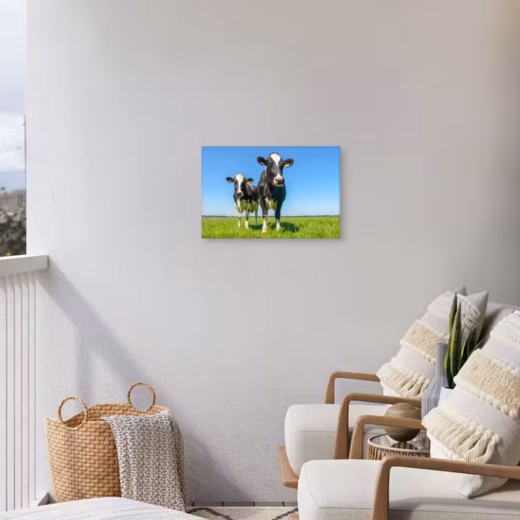 Koeien - Weiland - Gras - Dieren - Boerderij Tuinposter op houten frame 2 cm dik klein -sfeer1