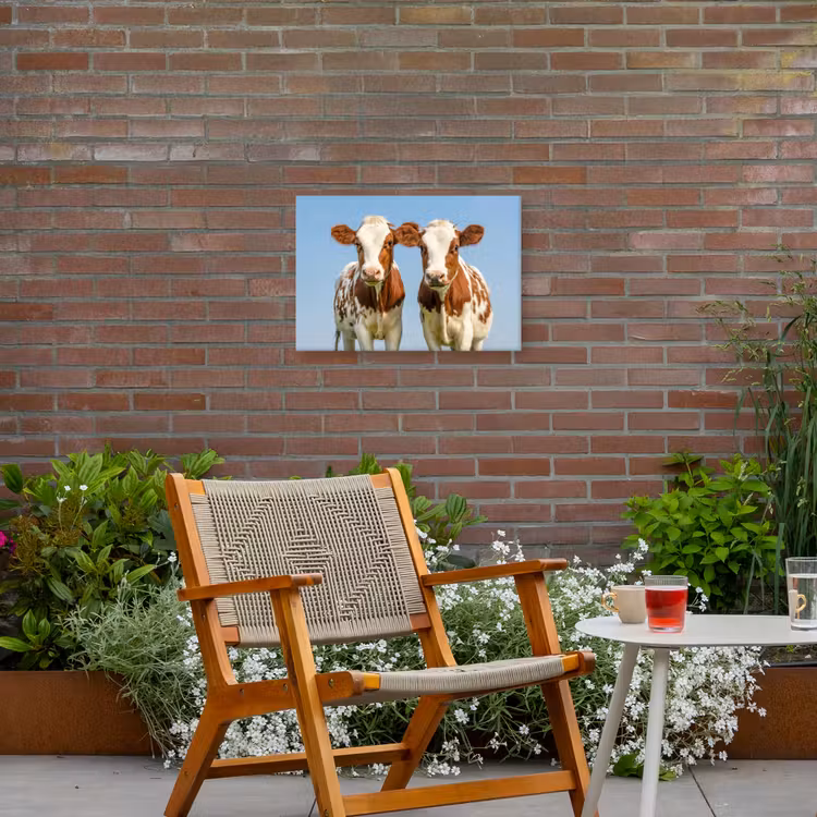 Koeien - Lucht - Dieren - Boerderij - Portret Tuinposter op houten frame 2 cm dik klein -sfeer3