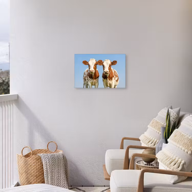 Koeien - Lucht - Dieren - Boerderij - Portret Tuinposter op houten frame 2 cm dik klein -sfeer1
