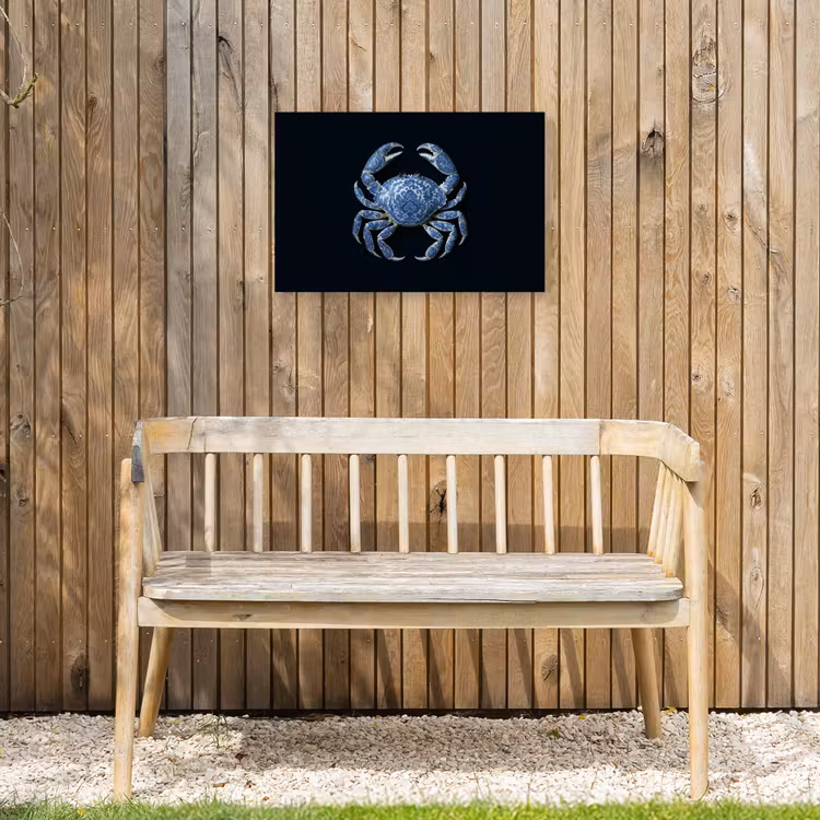 Krab - Delfts blauw - Dieren Tuinposter op houten frame 2 cm dik klein -sfeer4