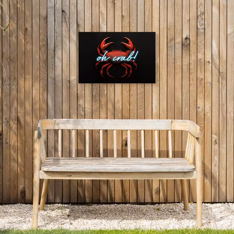 Krab - Rood - Neon - Quote Tuinposter op houten frame 2 cm dik klein -sfeer4