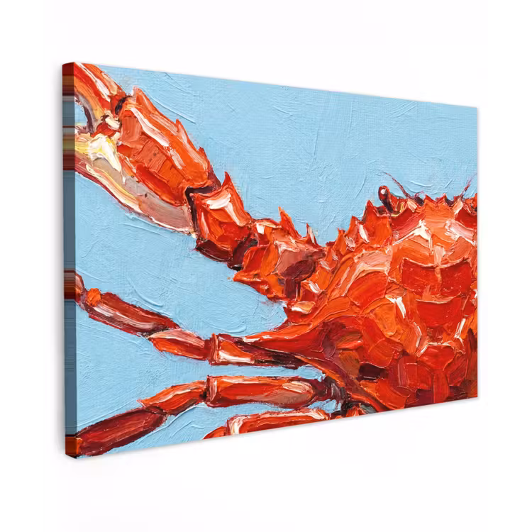 Krab - Zee - Dieren - Abstract - Rood Tuinposter op houten frame 2 cm dik klein -3d