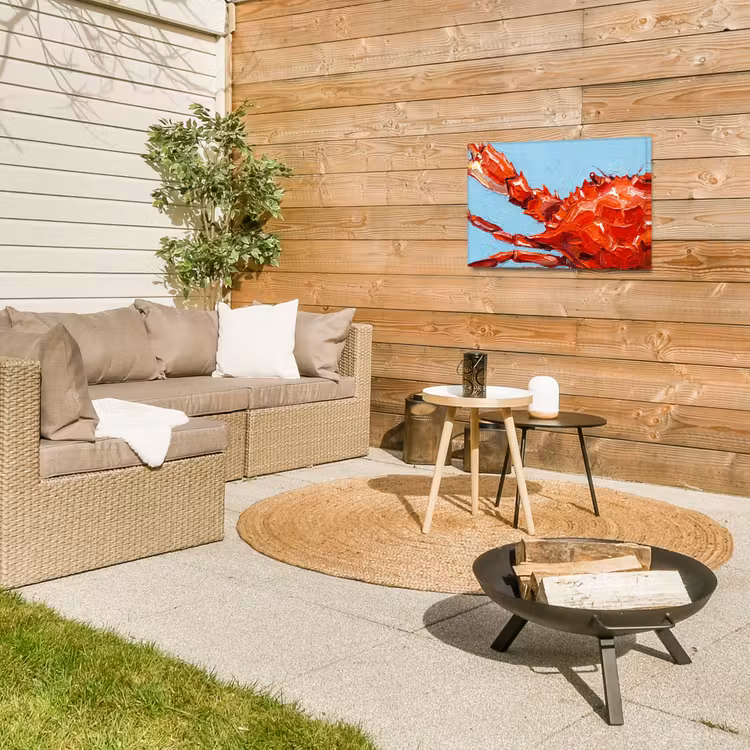 Krab - Zee - Dieren - Abstract - Rood Tuinposter op houten frame 2 cm dik klein -sfeer2