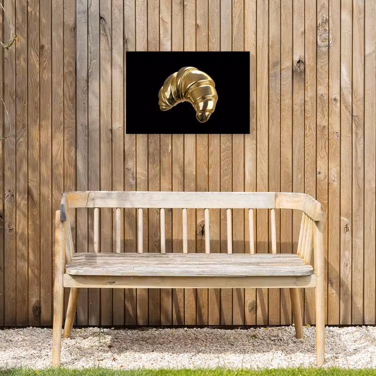 Croissant - Brood - Goud - Zwart Tuinposter op houten frame 2 cm dik klein -sfeer4