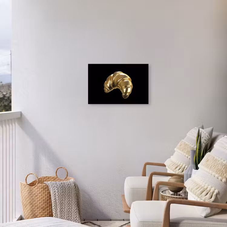 Croissant - Brood - Goud - Zwart Tuinposter op houten frame 2 cm dik klein -sfeer1