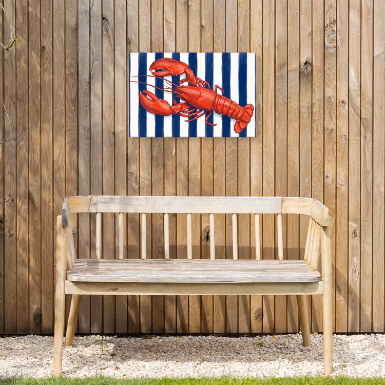 Schaaldier - Kreeft - Marine - Illustratie - Rood Tuinposter op houten frame 2 cm dik klein -sfeer4