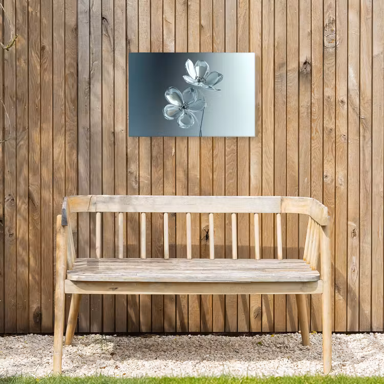 Kristal - Bloemen - Grijs Tuinposter op houten frame 2 cm dik klein -sfeer4