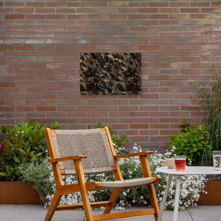 Kristal - Goud - Zwart - Marmer Tuinposter op houten frame 2 cm dik klein 845 -sfeer3