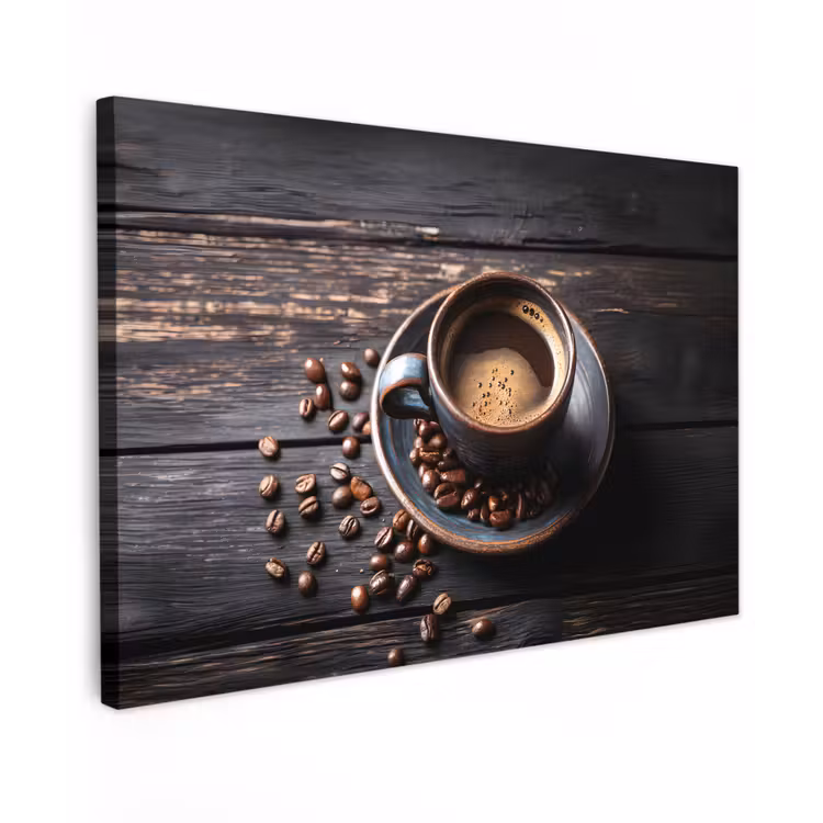Kop - Koffie - Hout - Bonen Tuinposter op houten frame 2 cm dik klein -3d