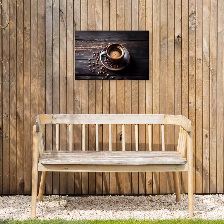 Kop - Koffie - Hout - Bonen Tuinposter op houten frame 2 cm dik klein -sfeer4
