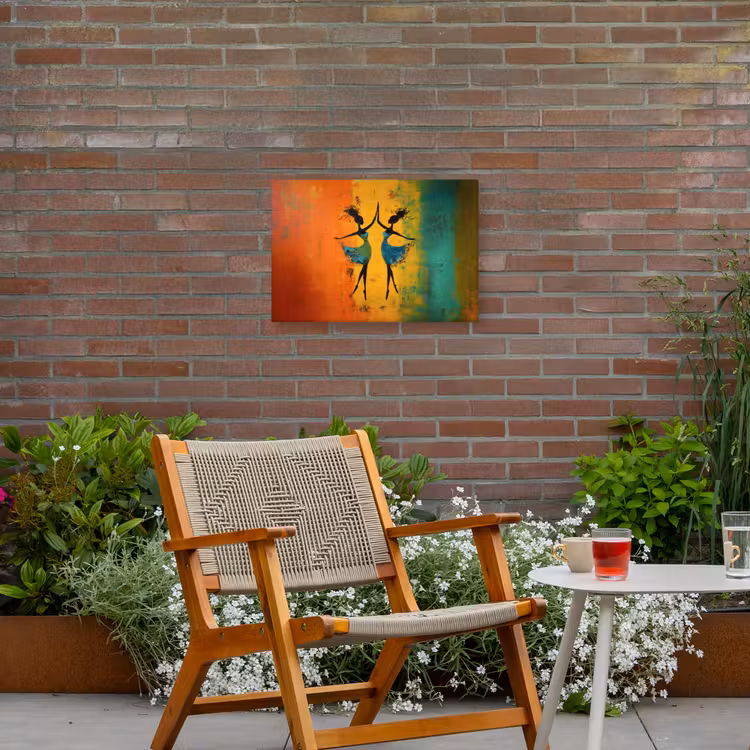 Dansen - Vrouwen - Verfstructuur Tuinposter op houten frame 2 cm dik klein -sfeer3
