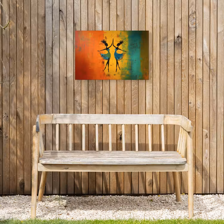 Dansen - Vrouwen - Verfstructuur Tuinposter op houten frame 2 cm dik klein -sfeer4