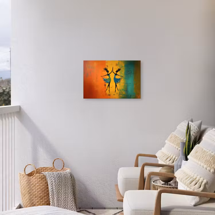 Dansen - Vrouwen - Verfstructuur Tuinposter op houten frame 2 cm dik klein -sfeer1
