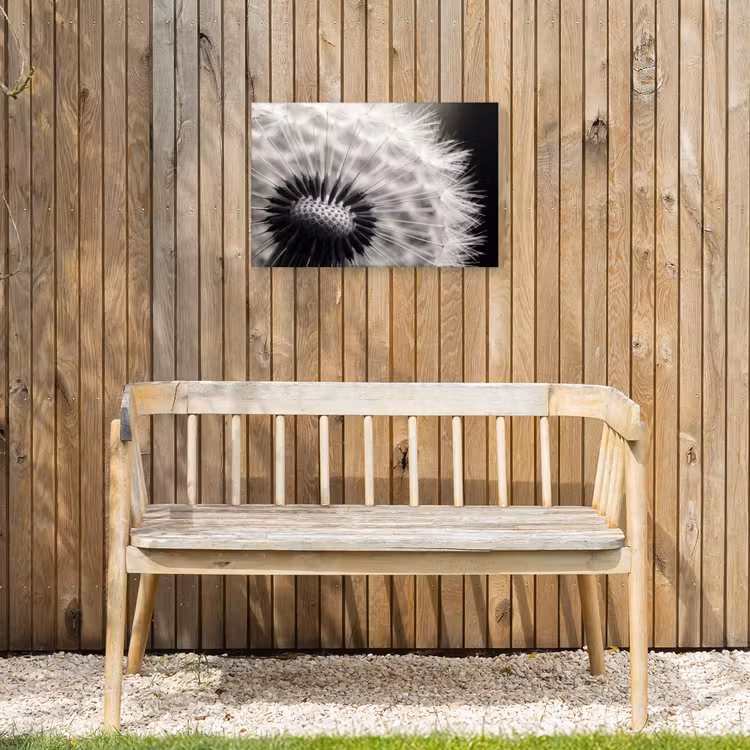 Paardenbloem - Zwart - Wit Tuinposter op houten frame 2 cm dik klein -sfeer4