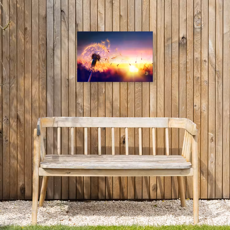 Paardenbloem - Bloemen - Zonsondergang - Horizon - Nacht Tuinposter op houten frame 2 cm dik klein -sfeer4
