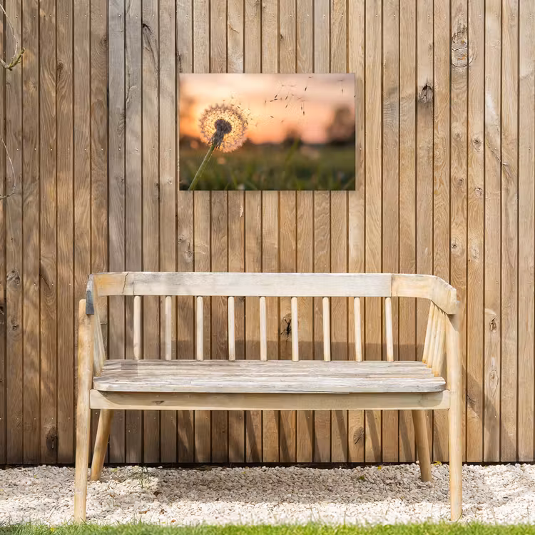 Paardenbloem - Zonsondergang - Veld Tuinposter op houten frame 2 cm dik klein -sfeer4