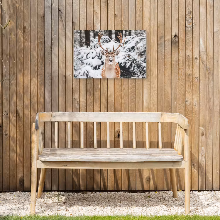 Hert - Sneeuw - Winter - Bos - Dieren Tuinposter op houten frame 2 cm dik klein -sfeer4