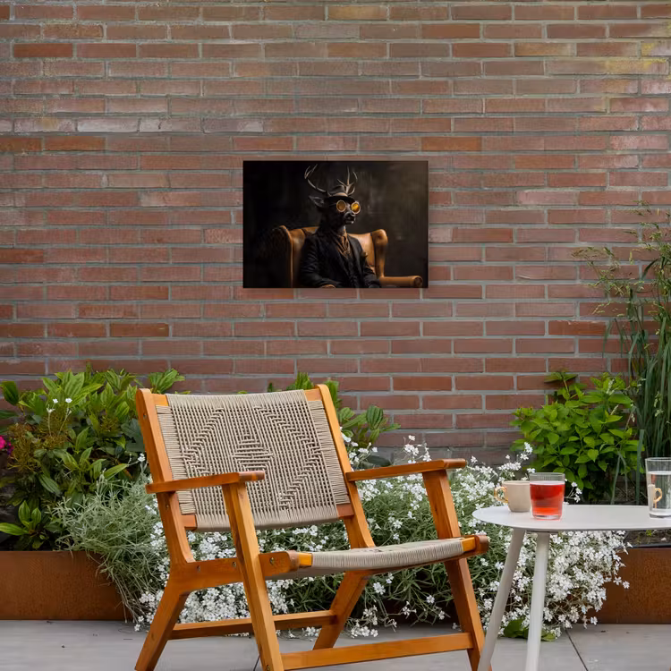 Hert - Zonnebril - Zwart - Pak Tuinposter op houten frame 2 cm dik klein -sfeer3
