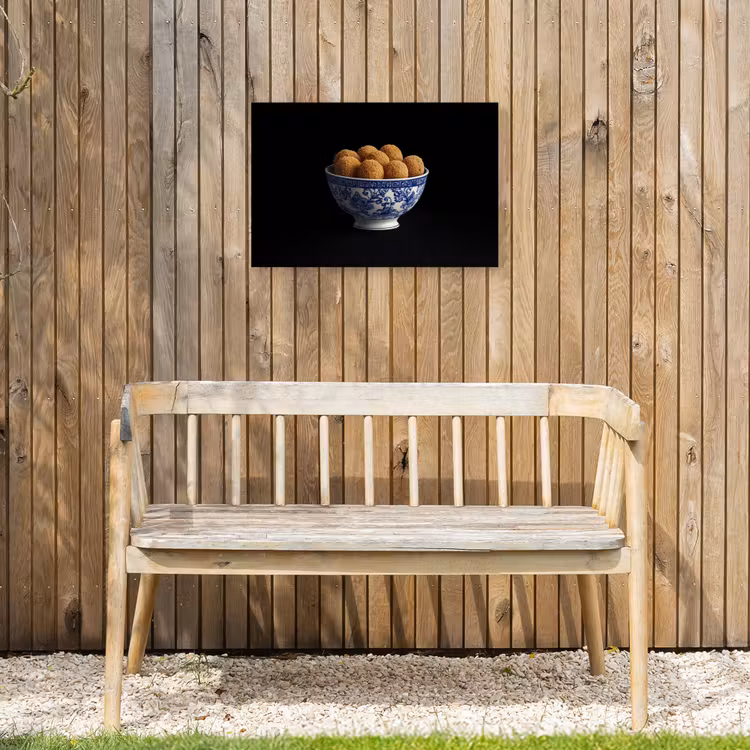 Delfts blauw - Bitterballen - Holland - Schaal Tuinposter op houten frame 2 cm dik klein -sfeer4