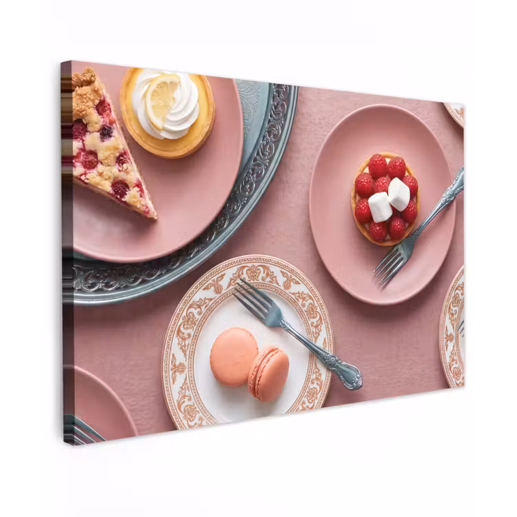 Dessert - Taart - Gebak - Zoet - Roze Tuinposter op houten frame 2 cm dik klein -3d