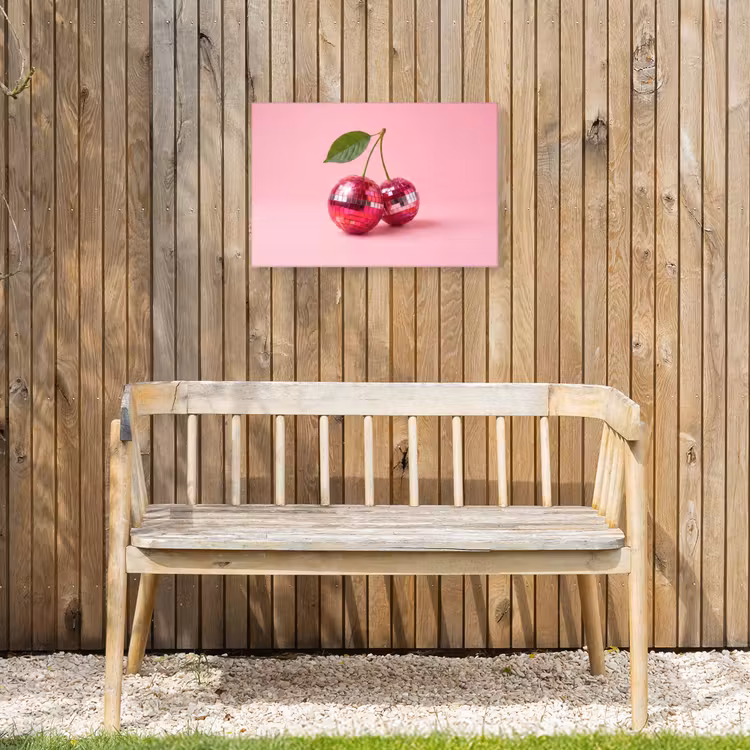 Disco - Kersen - Roze Tuinposter op houten frame 2 cm dik klein -sfeer4