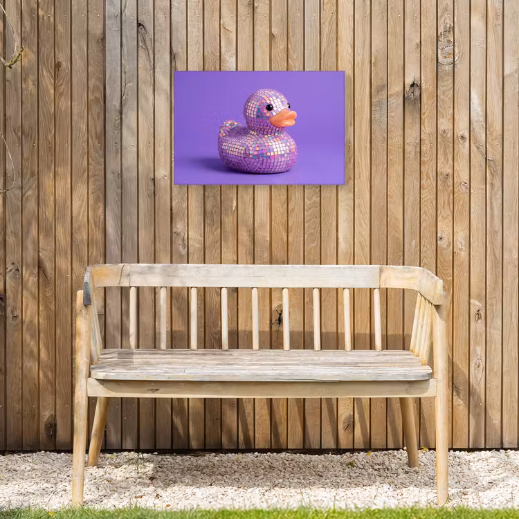 Disco - Eend - Paars Tuinposter op houten frame 2 cm dik klein -sfeer4