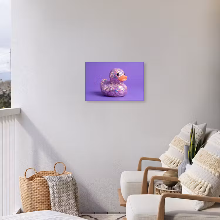 Disco - Eend - Paars Tuinposter op houten frame 2 cm dik klein -sfeer1