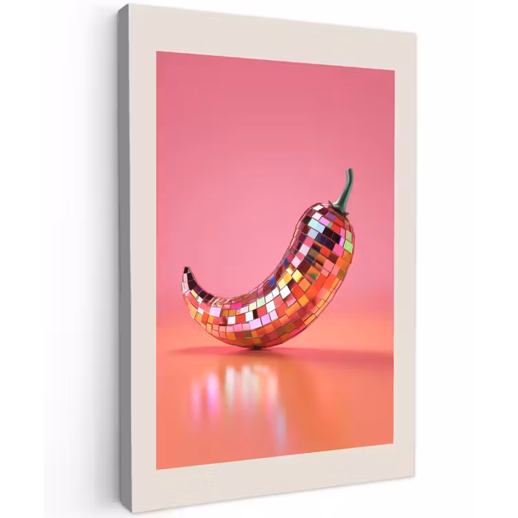 Disco - Peper - Roze Tuinposter op houten frame 2 cm dik klein -3d