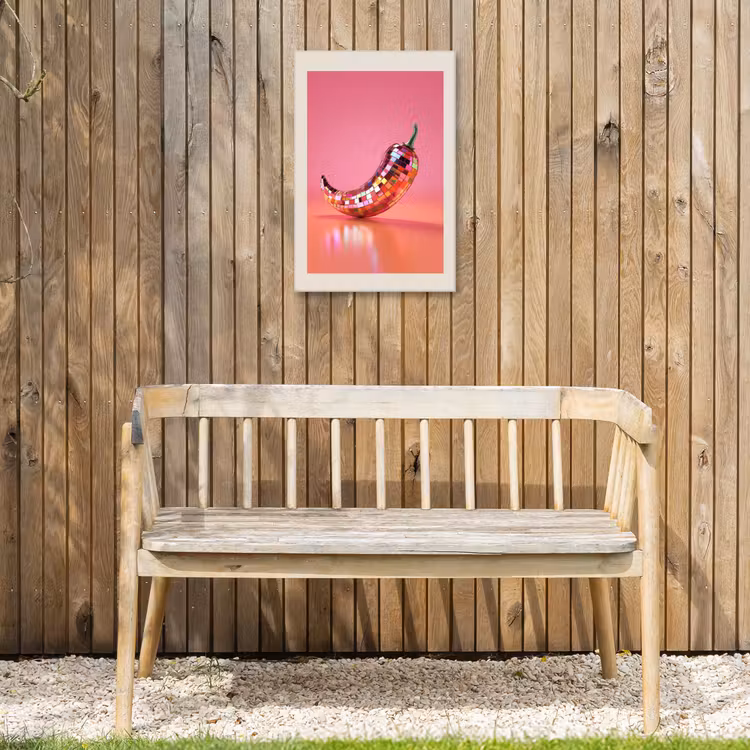 Disco - Peper - Roze Tuinposter op houten frame 2 cm dik klein -sfeer4